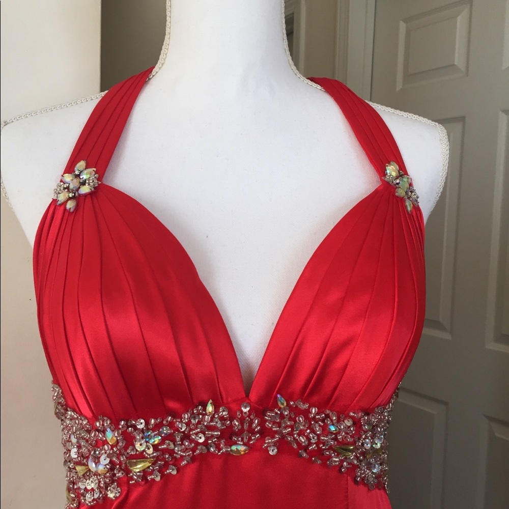 Jolene Red Sexy Beaded sequin Prom Formal dress 4